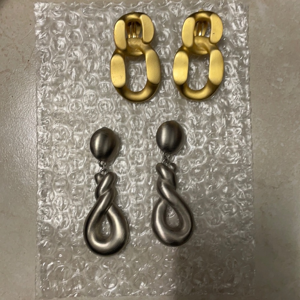 Clip on Gold tone and silver tone earrings